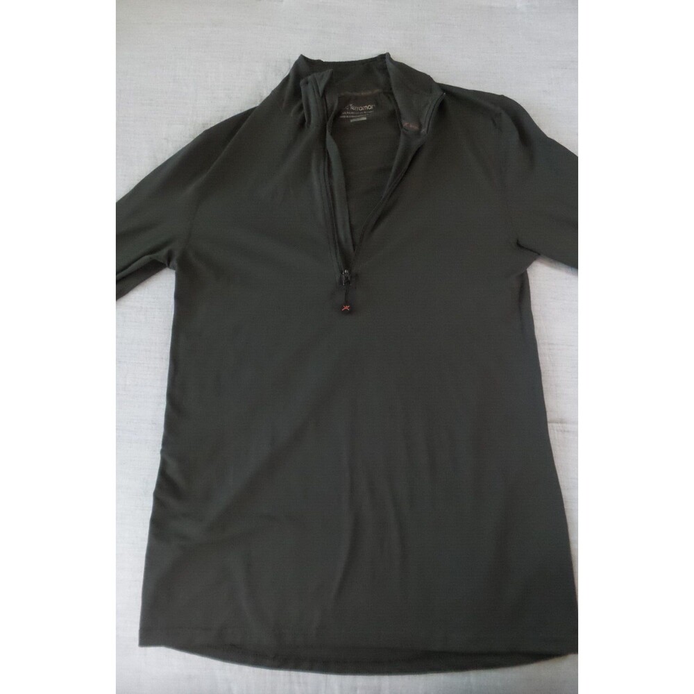 Terramar 1/4 Zip Pullover Women's Small Grey/Green Long Sleeve Active Shirt